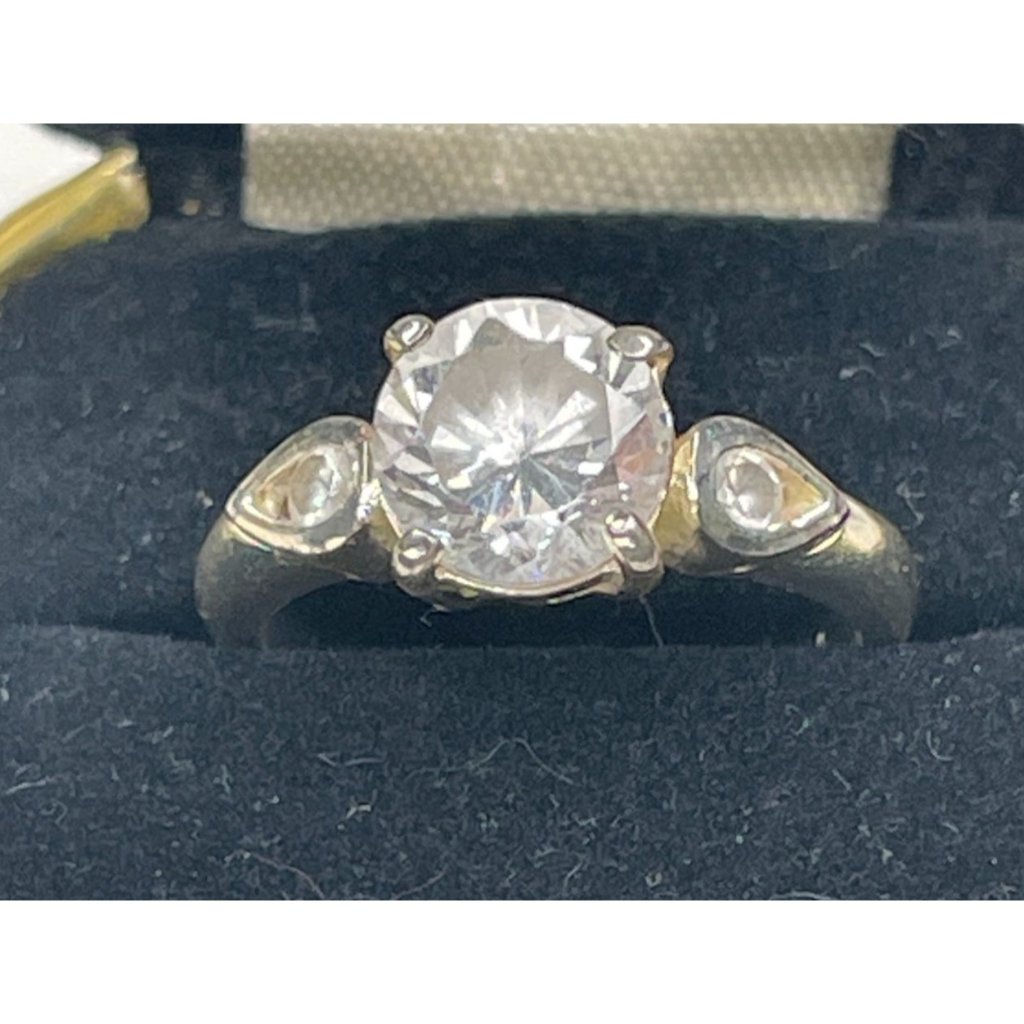 Crystal Engagement Ring In Sterling Silver Setting 925 Size 7